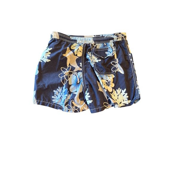 Ltj Arthur Beachwear Boys Floral Swim Trunks 10 Ans Navy & Light Blue - Picture 3 of 4